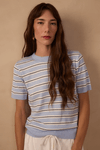 Blusa Tricot Listras Manga Curta