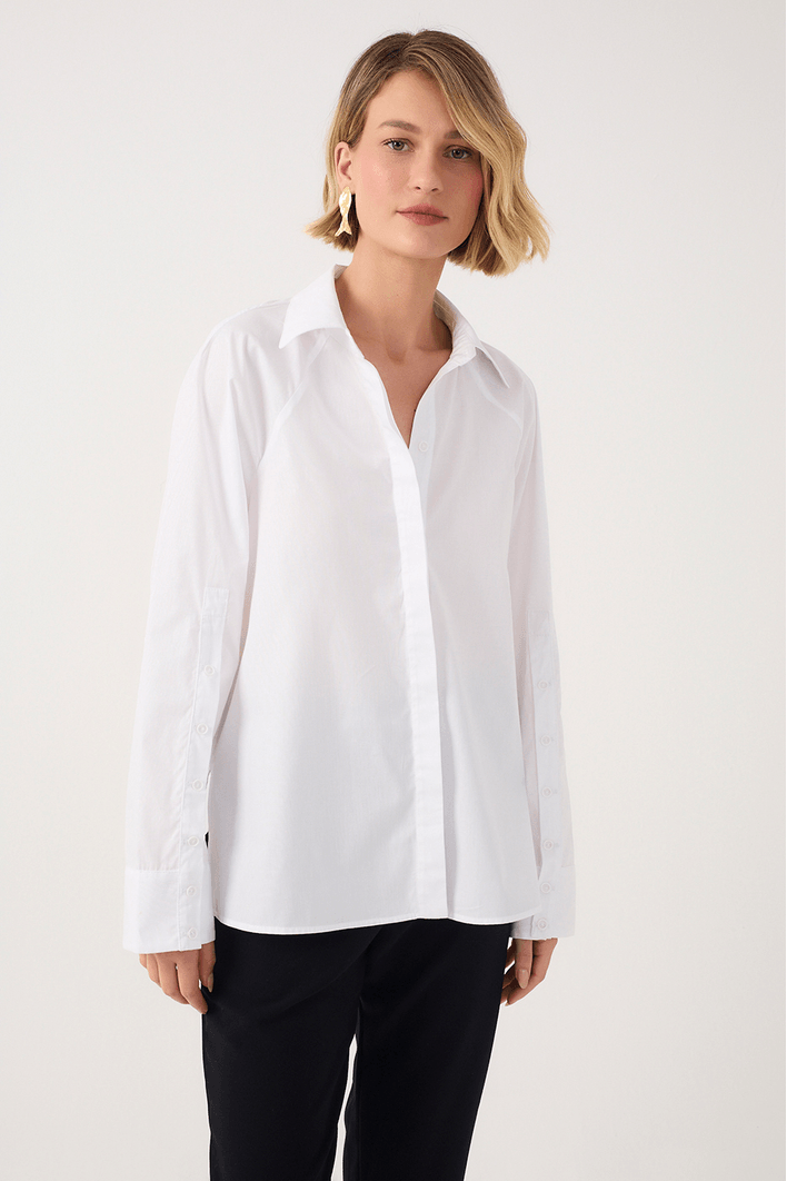Camisa Algodão Botões Manga