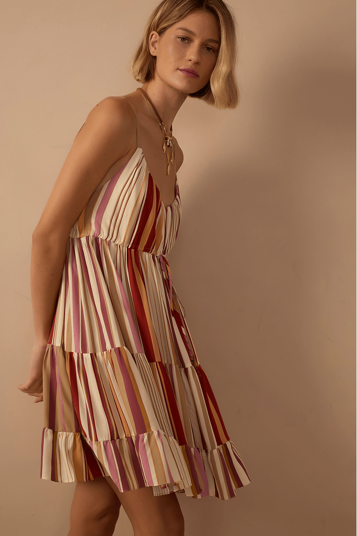 Vestido Curto Estampa Listra Calor