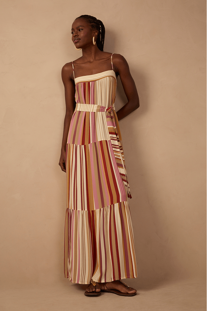 Vestido Longo Estampa Listra Calor