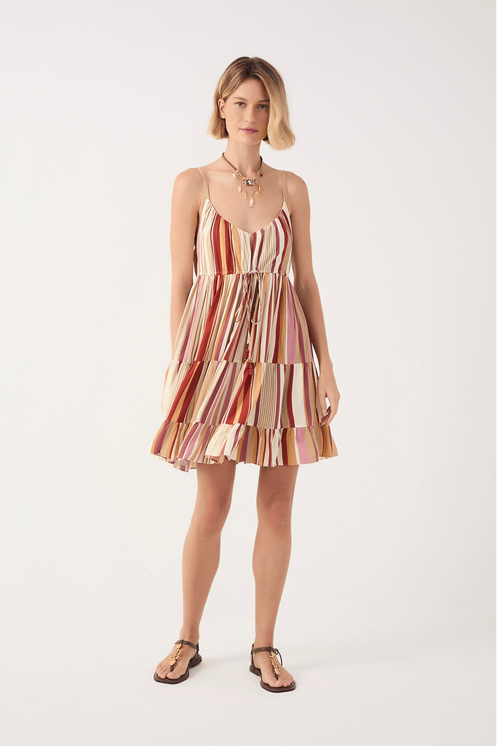 Vestido Curto Estampa Listra Calor
