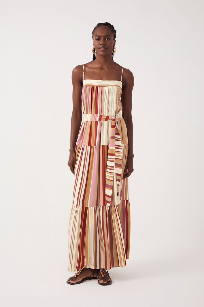 Vestido Longo Estampa Listra Calor