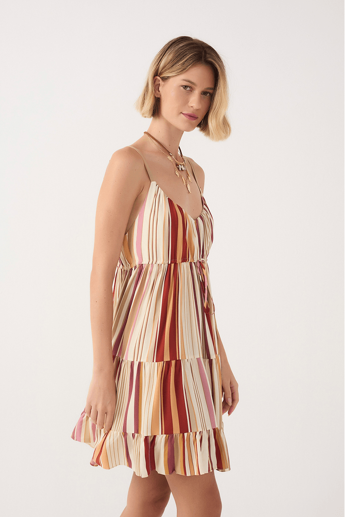 Vestido Curto Estampa Listra Calor
