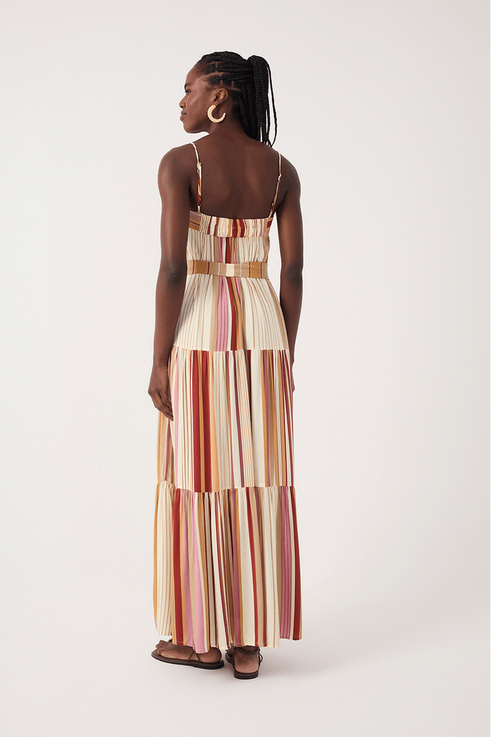 Vestido Longo Estampa Listra Calor