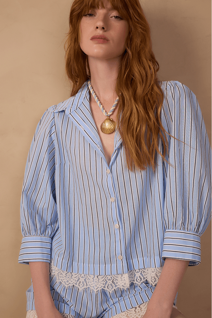 Camisa Renda Estampa Listra Litoral