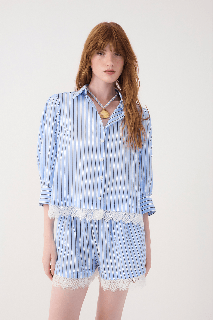 Camisa Renda Estampa Listra Litoral