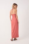 Vestido Midi Linho Decote Metal