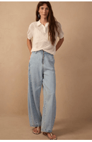 Calça Jeans Barrel Zíper