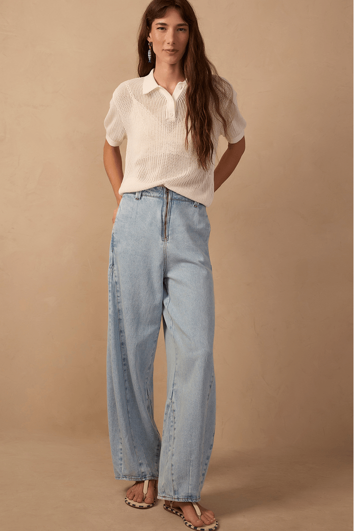 Calça Jeans Barrel Zíper
