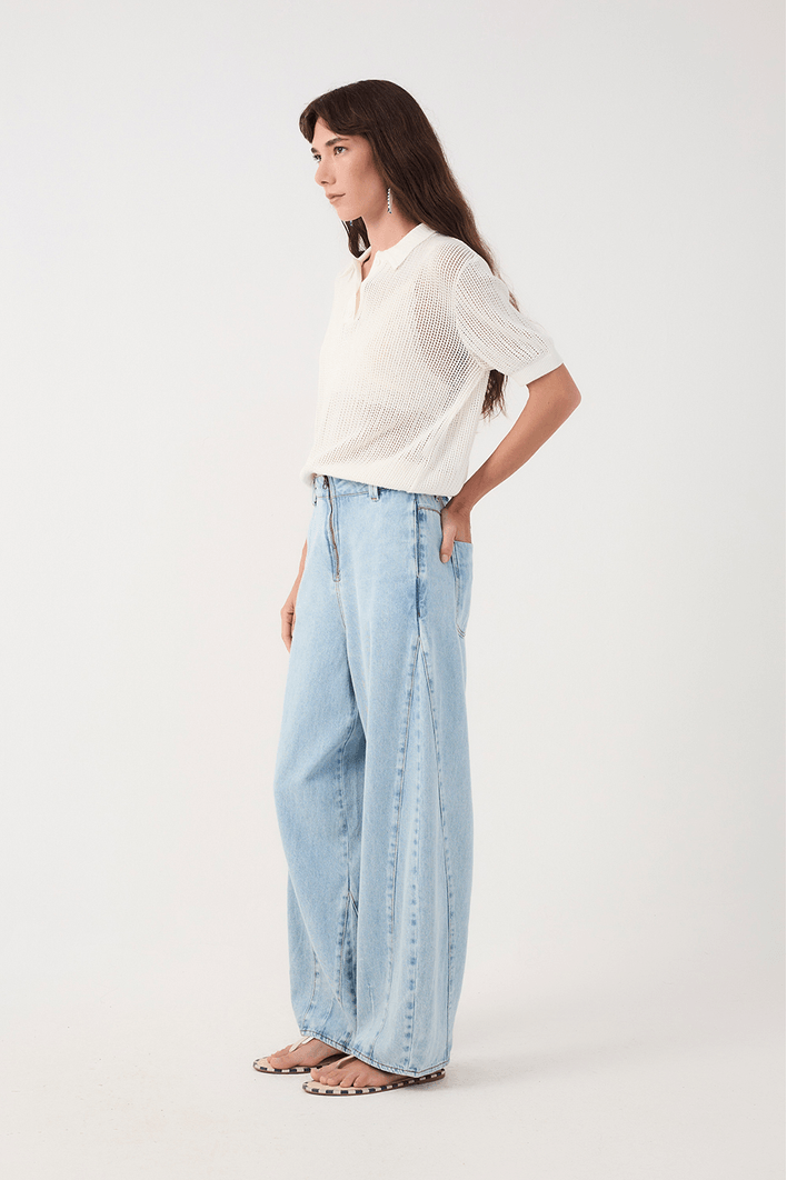Calça Jeans Barrel Zíper