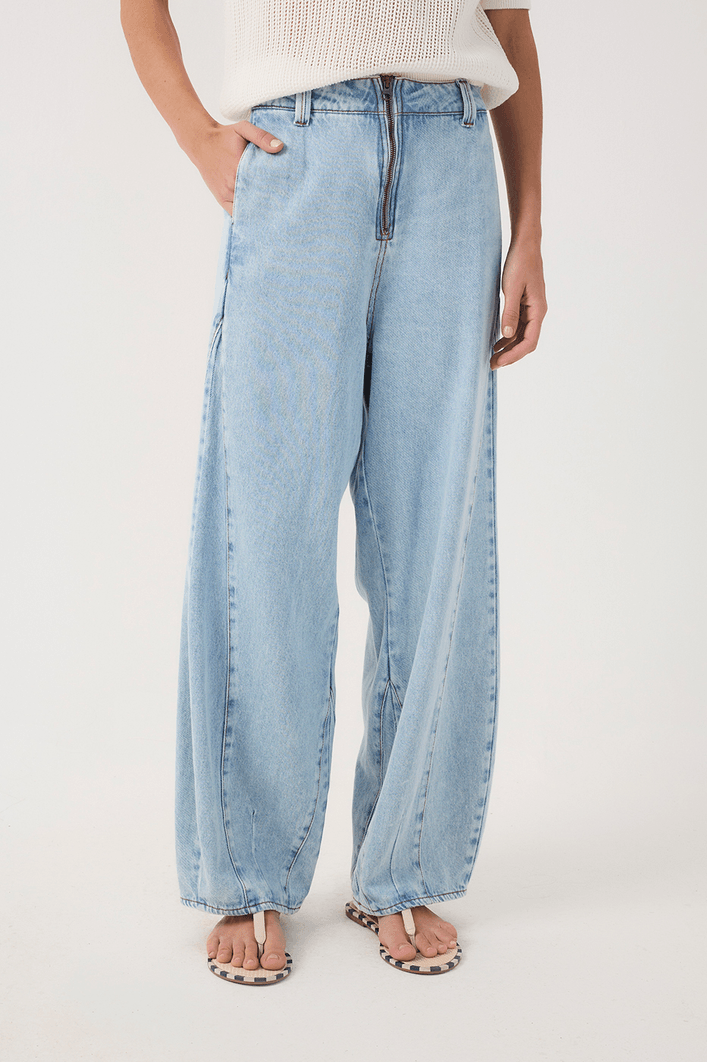 Calça Jeans Barrel Zíper