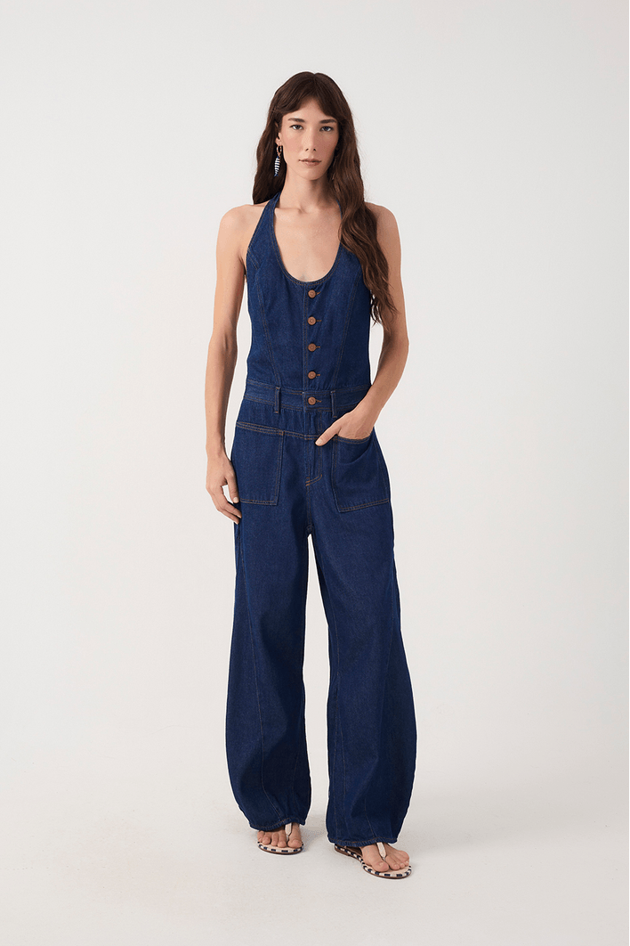 Macacão Jeans Barrel Amarração