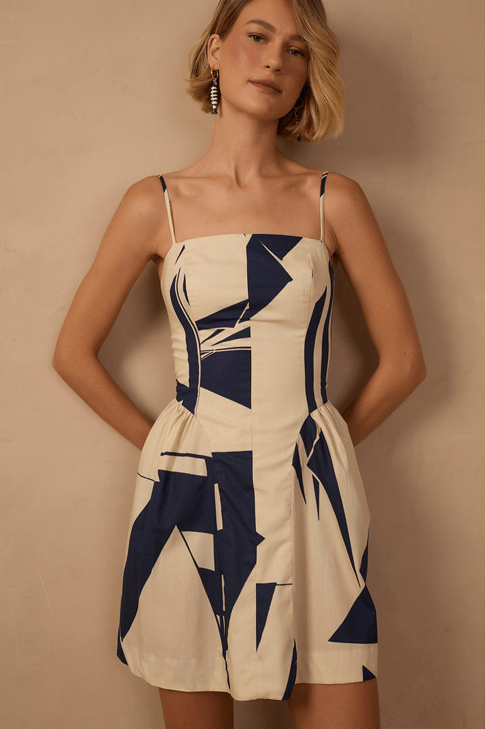 Vestido Curto Estampa Porto