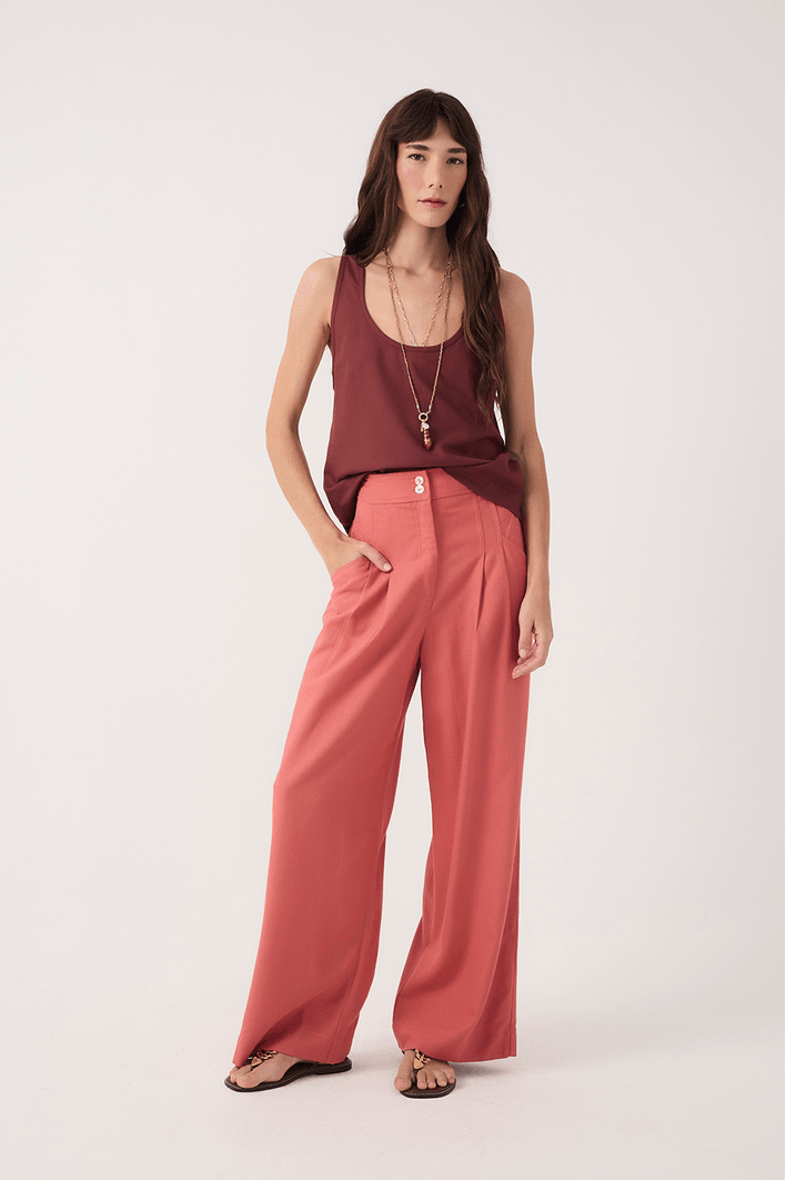Calça Linho Pespontos