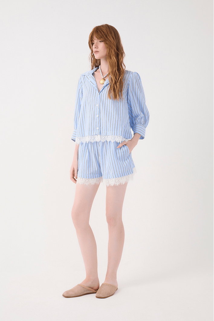 Short Curto Estampa Listra Litoral