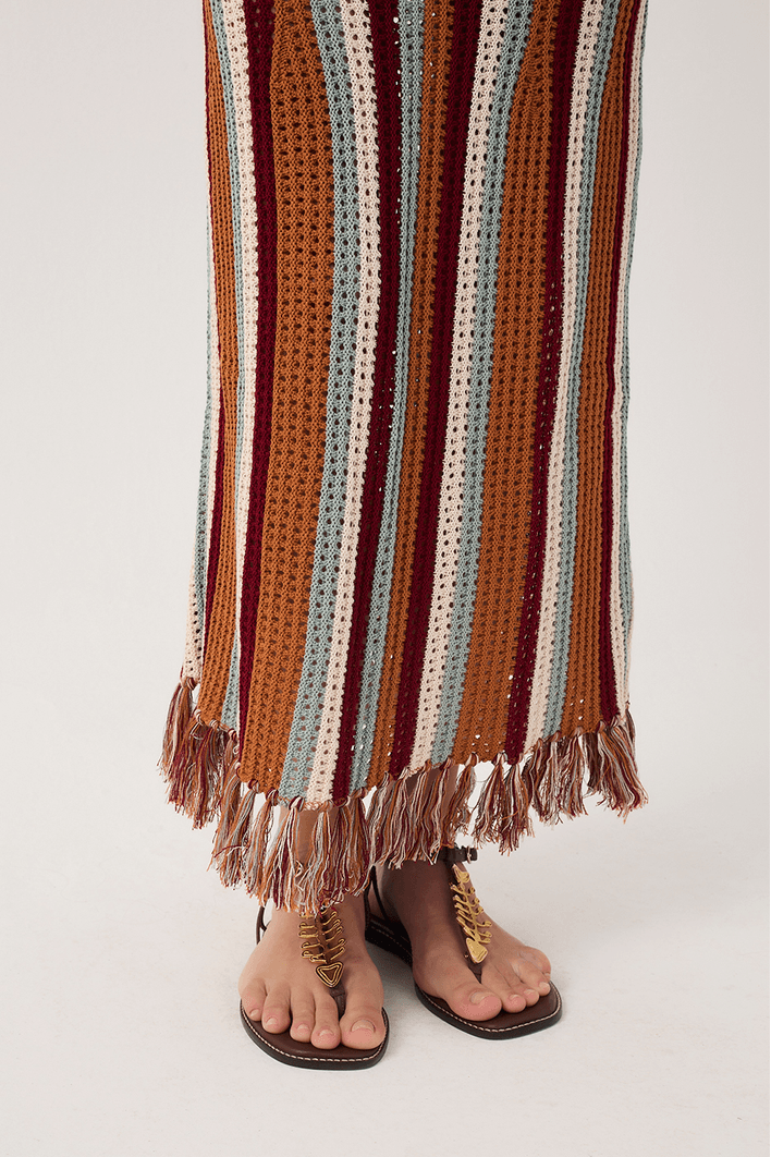 Saia Tricot Detalhe Franja