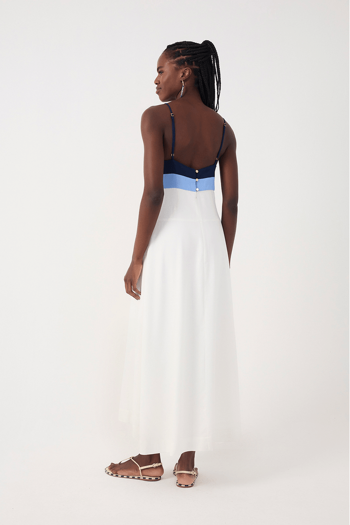 Vestido Cropped Linho Recortes