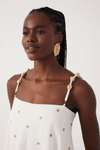 Vestido Cropped Linho Bordado Poá