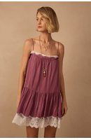 Vestido Curto Lurex Com Renda