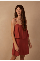 Vestido Curto Crepe Sobreposição