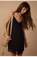Vestido Curto Crepe Com Transparência