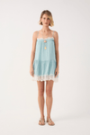 Vestido Curto Lurex Com Renda