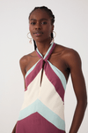 Vestido Longo Crepe Recortes Color