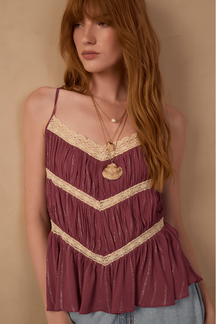 Blusa Lurex Com Entremeios
