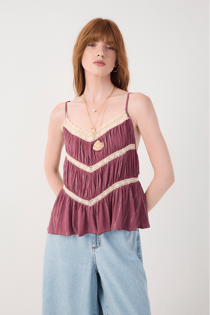 Blusa Lurex Com Entremeios