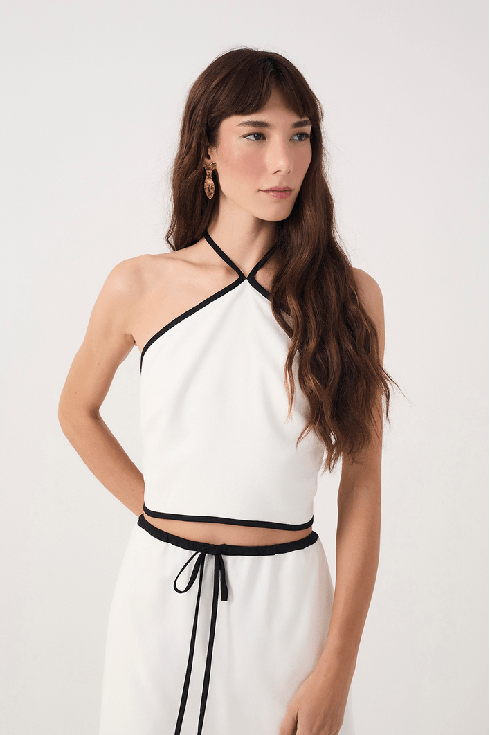 Blusa Linho Viés Bicolor