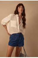 Short Jeans Detalhe Prega