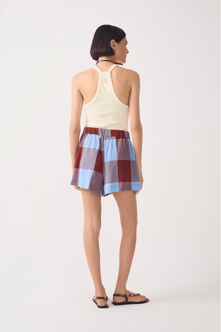 Short Xadrez Elástico Cintura