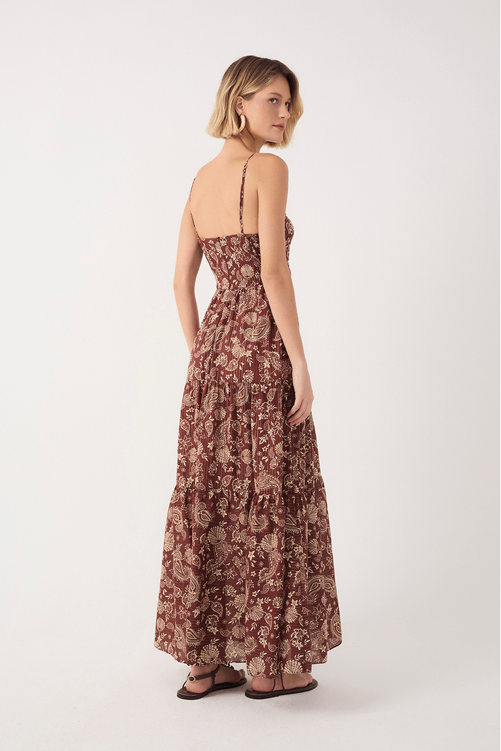 Vestido Longo Estampa Coral