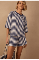 Short Moletom Estampa Listra