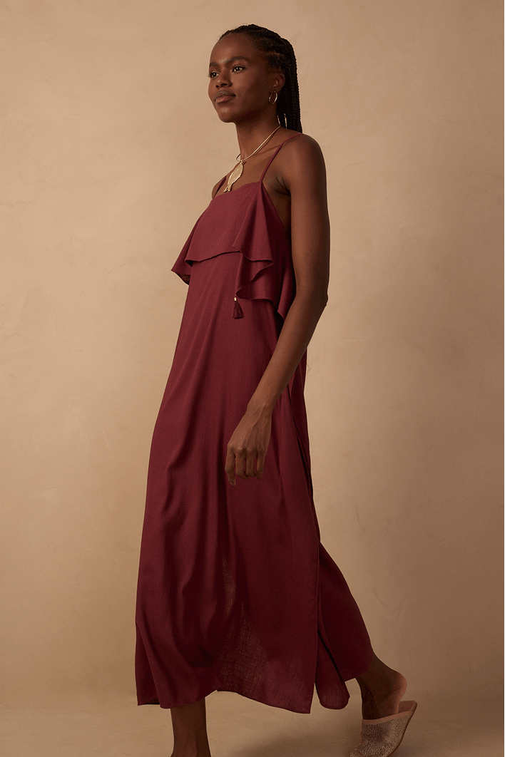 Vestido Cropped Babado Decote