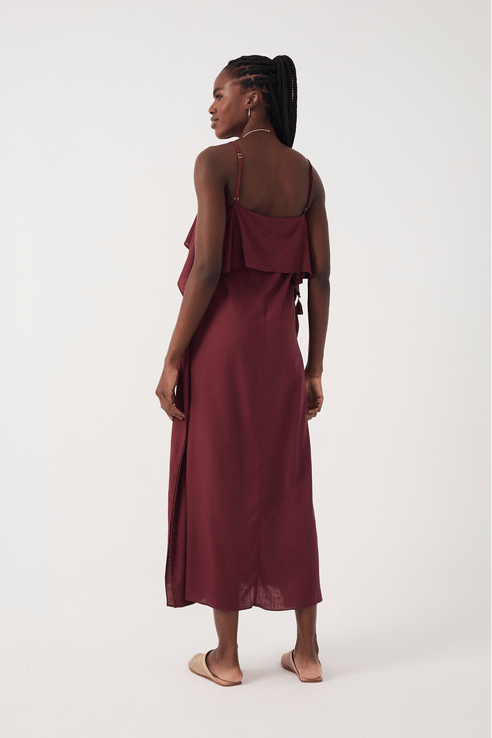 Vestido Cropped Babado Decote