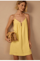 Vestido Curto Linho Recorte Busto
