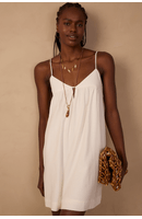 Vestido Curto Linho Recorte Busto