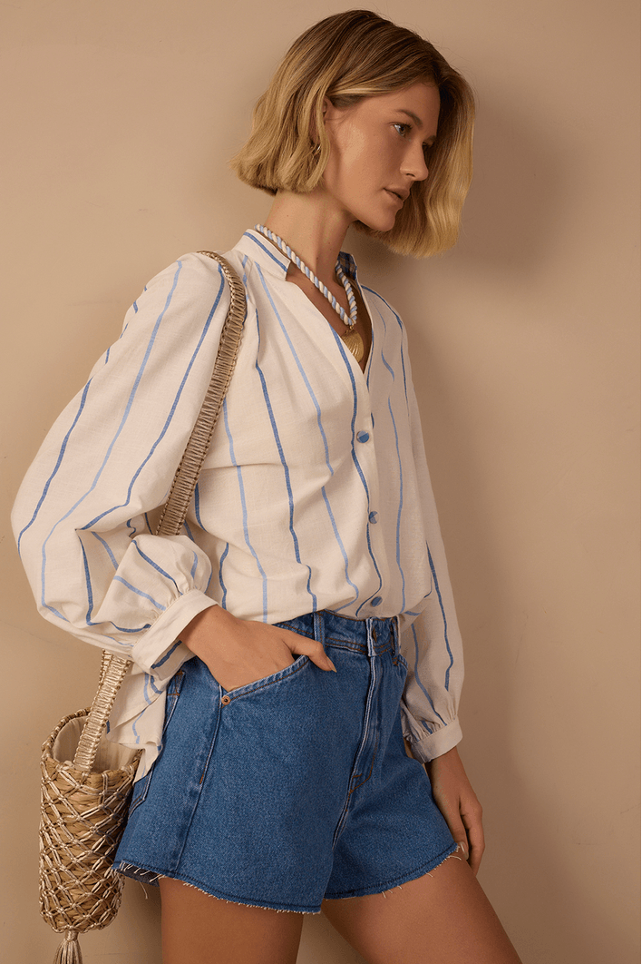 Short Jeans Boyfriend Detalhe Zig Zag