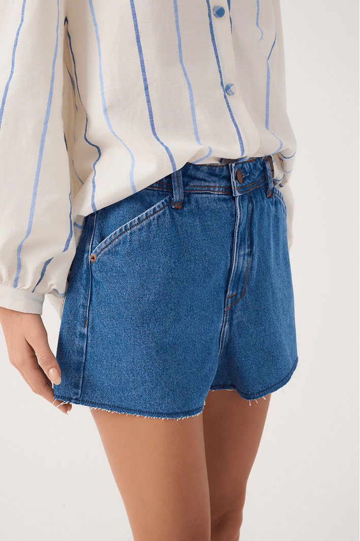 Short Jeans Boyfriend Detalhe Zig Zag