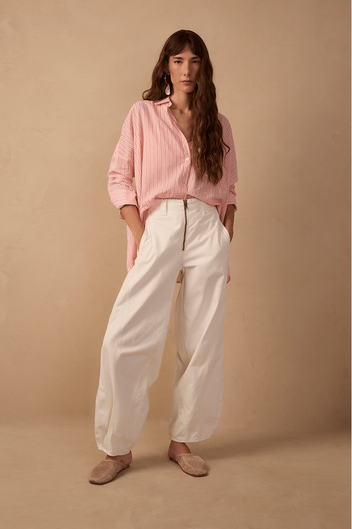 Calça Sarja Barrel Zíper