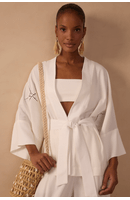 Kimono Linho Bordado Estrela