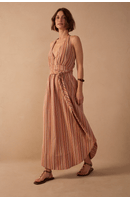 Vestido Cropped Linho Listrado Color