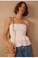 Blusa Sem Alça Com Babado