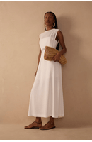 Vestido Midi Linho Com Tela