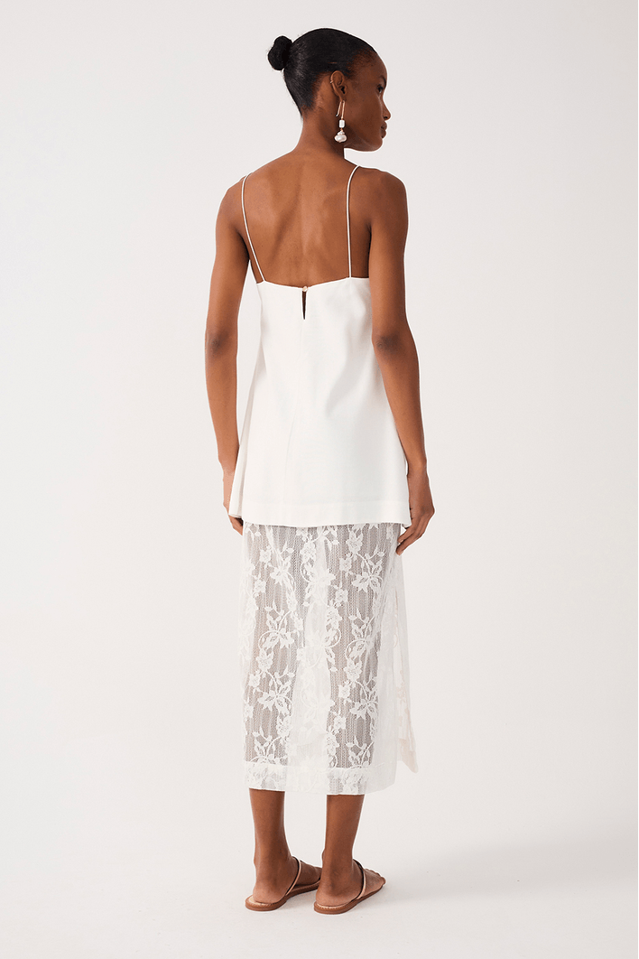 Vestido Cropped Linho Com Renda