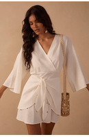 Vestido Curto Linho Pareo Medalhinhas