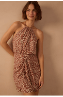 Vestido Curto Estampa Onça Flor