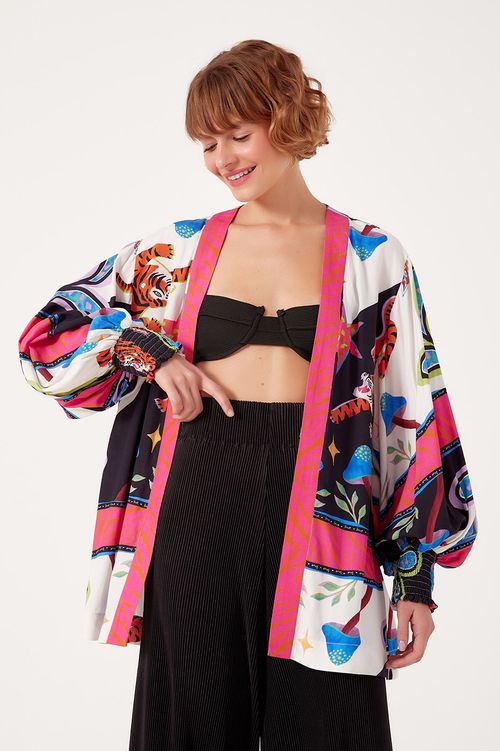 Kimono Estampa Lenço Tigre