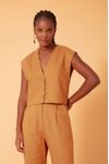Blusa Linho Quadradinha Botões